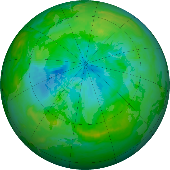Arctic ozone map for 13 August 1989